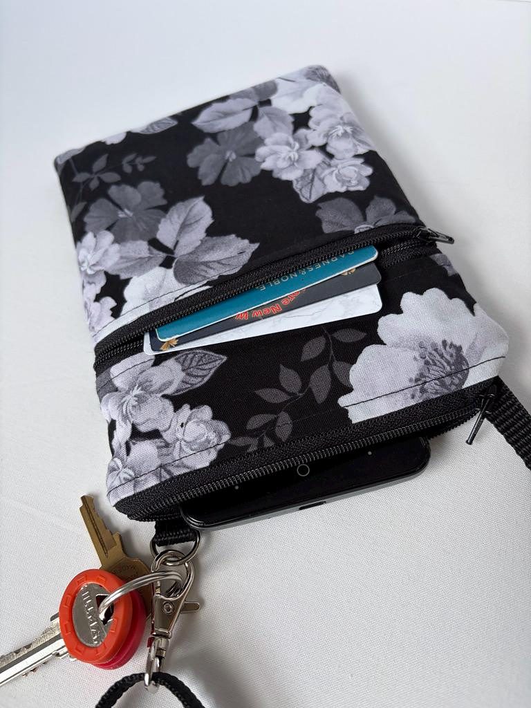 Small Crossbody Bag – Black & White Blooms, photo 4 of 7