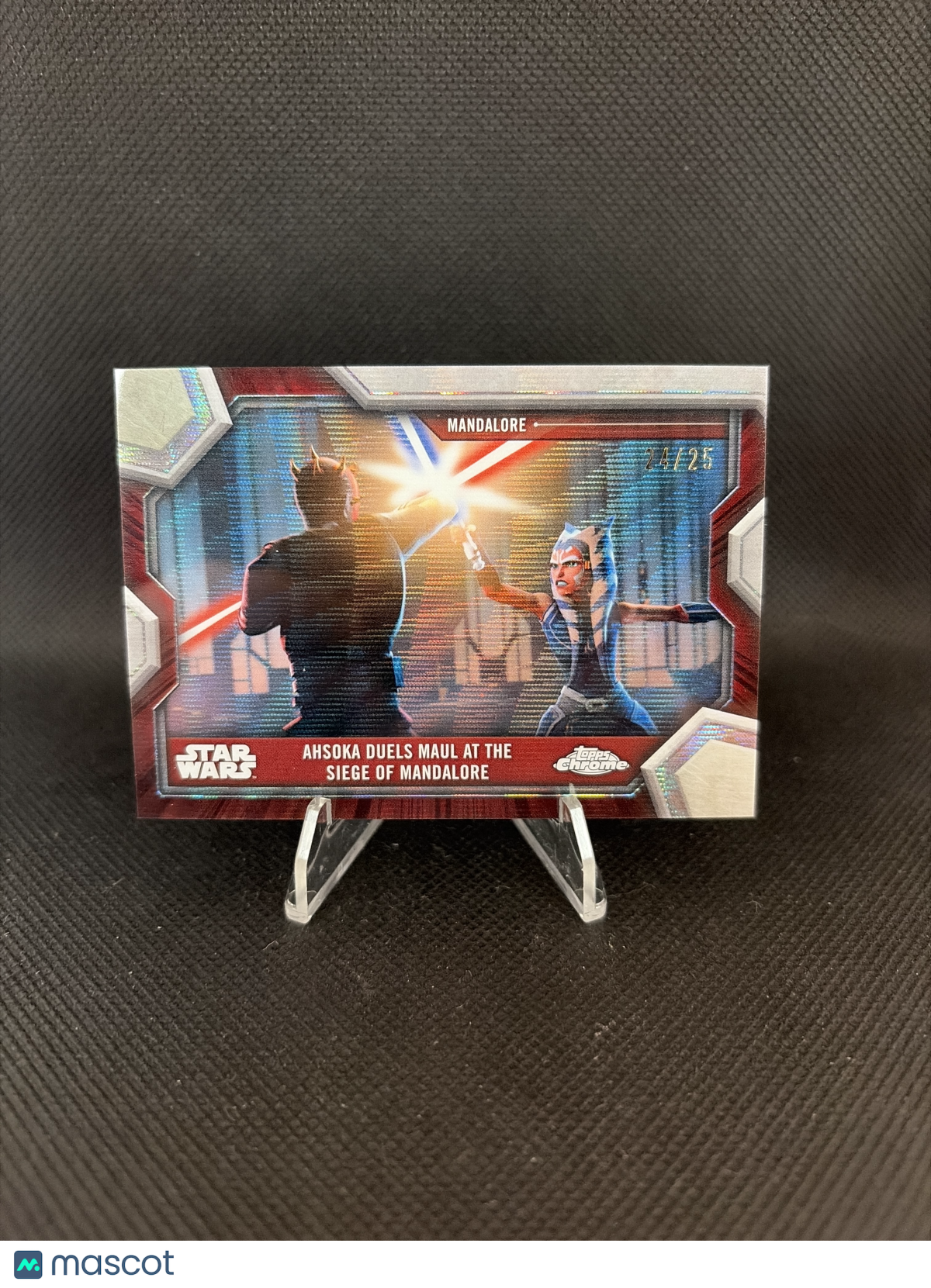 2025 Topps Chrome Star Wars Ahsoka Duels Maul Siege of Mandalore Red Pulsar /25