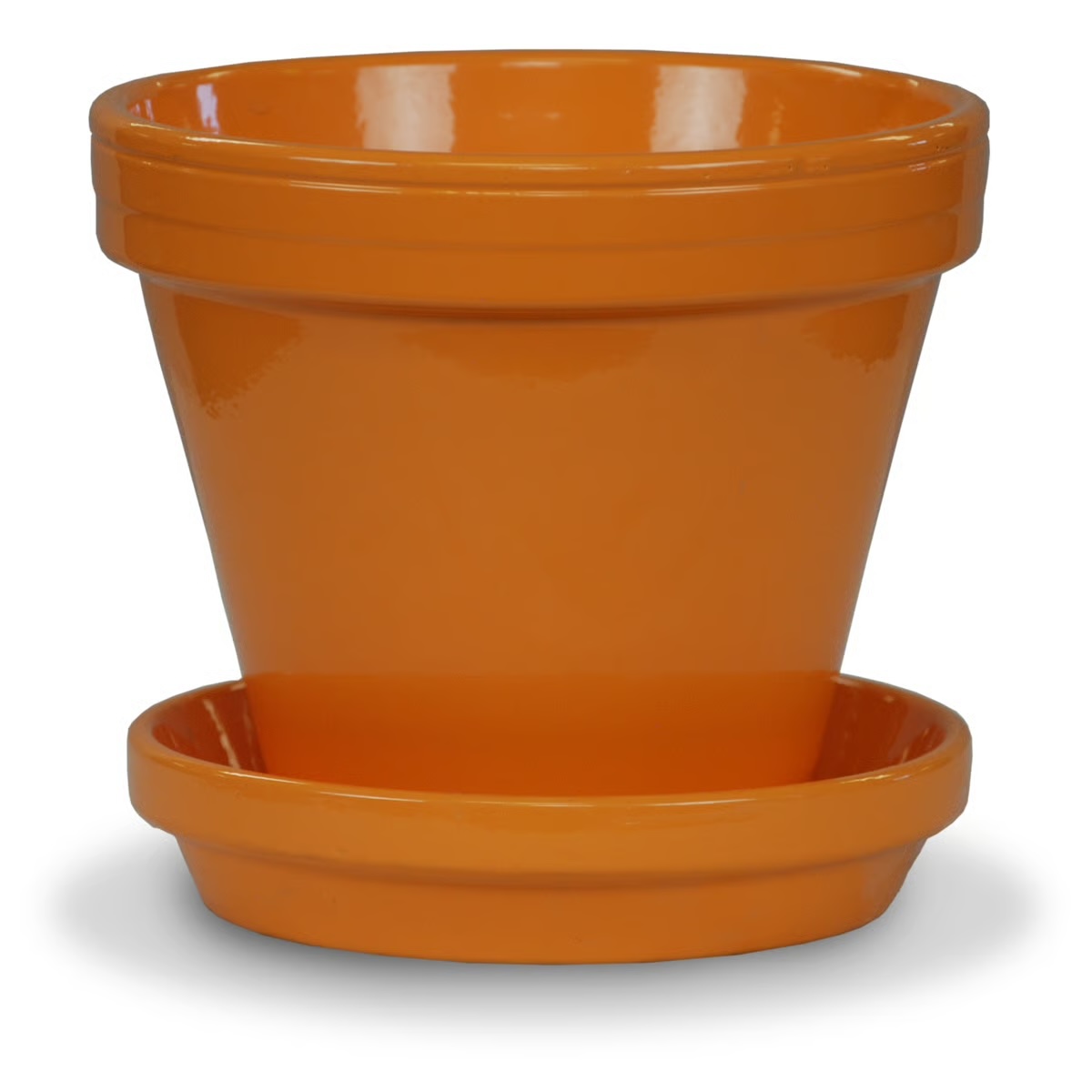 8-8.5" Powder-Coated Terra Cotta Ceramo LARGE - Saucer 8" Orange