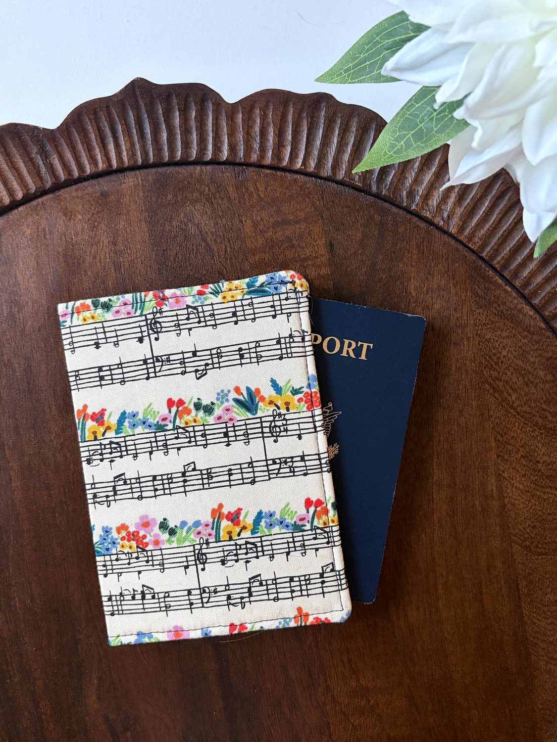 Passport Cover – Music Notes – handmade passport cover