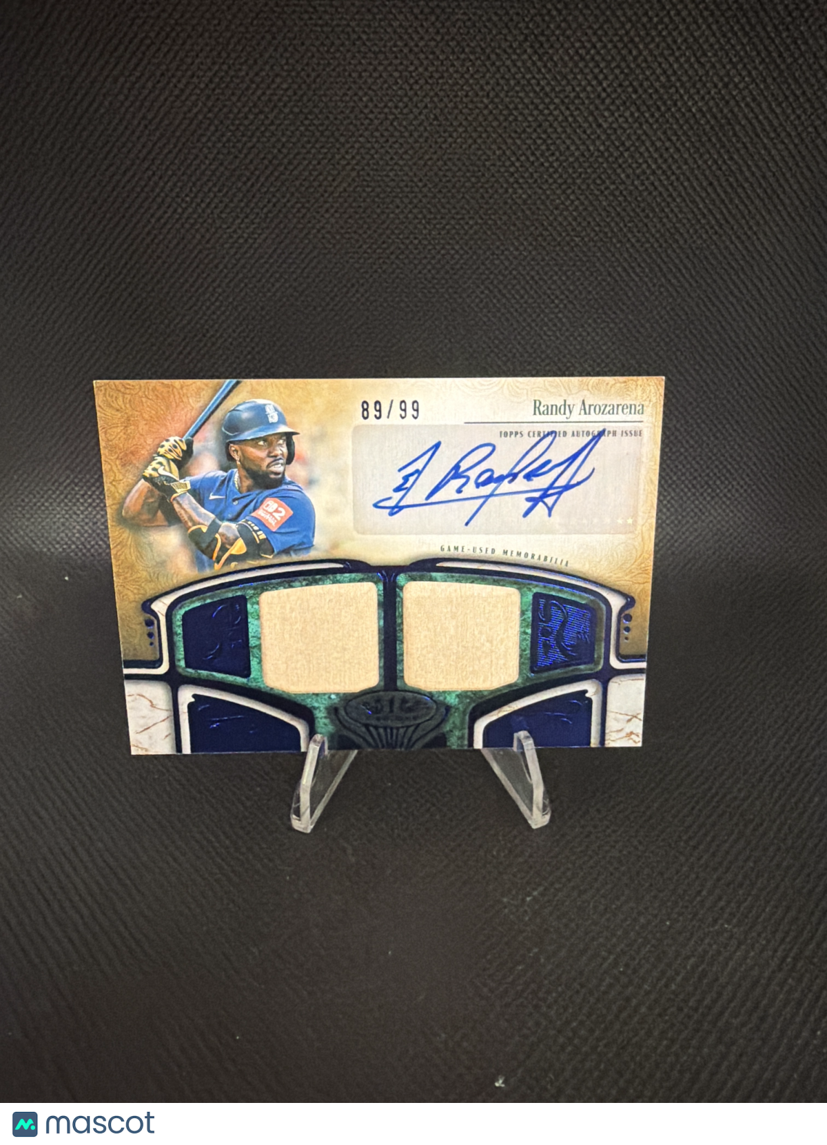 2026 Topps Tier One Randy Arozarena Blue Foil Dual Relic Auto /99