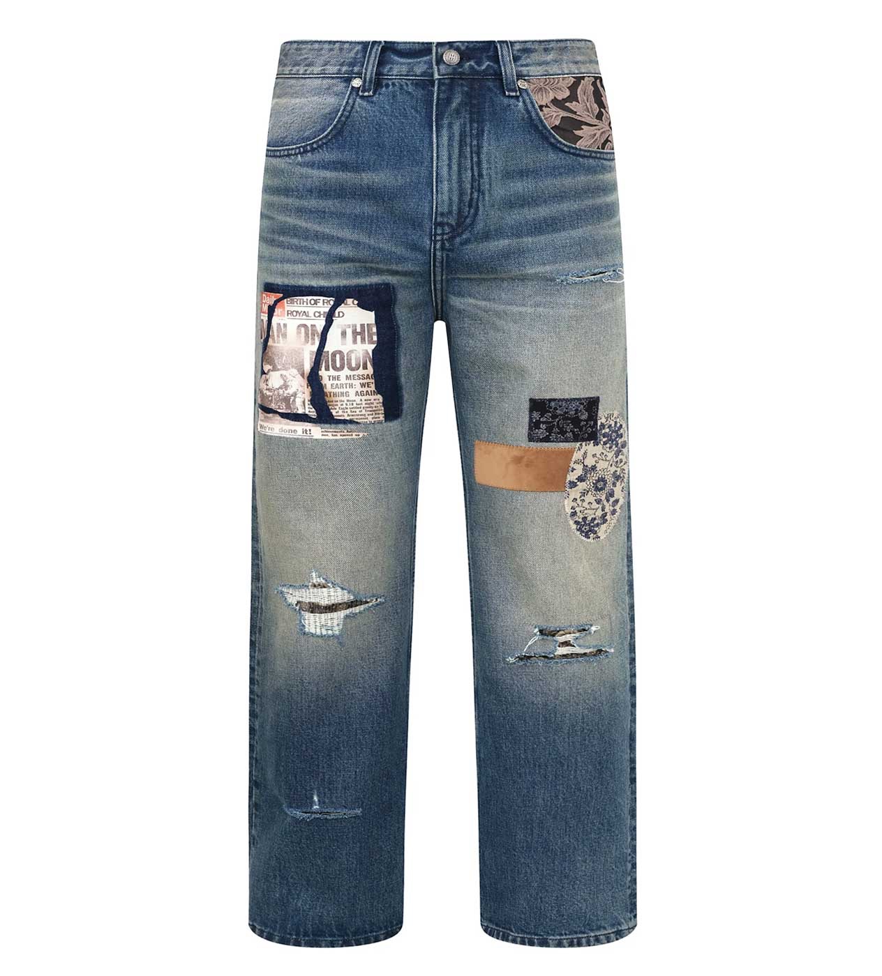 BIRTH OF A ROYAL CHILD ( PATCHWORK FADE DENIM PANTS )