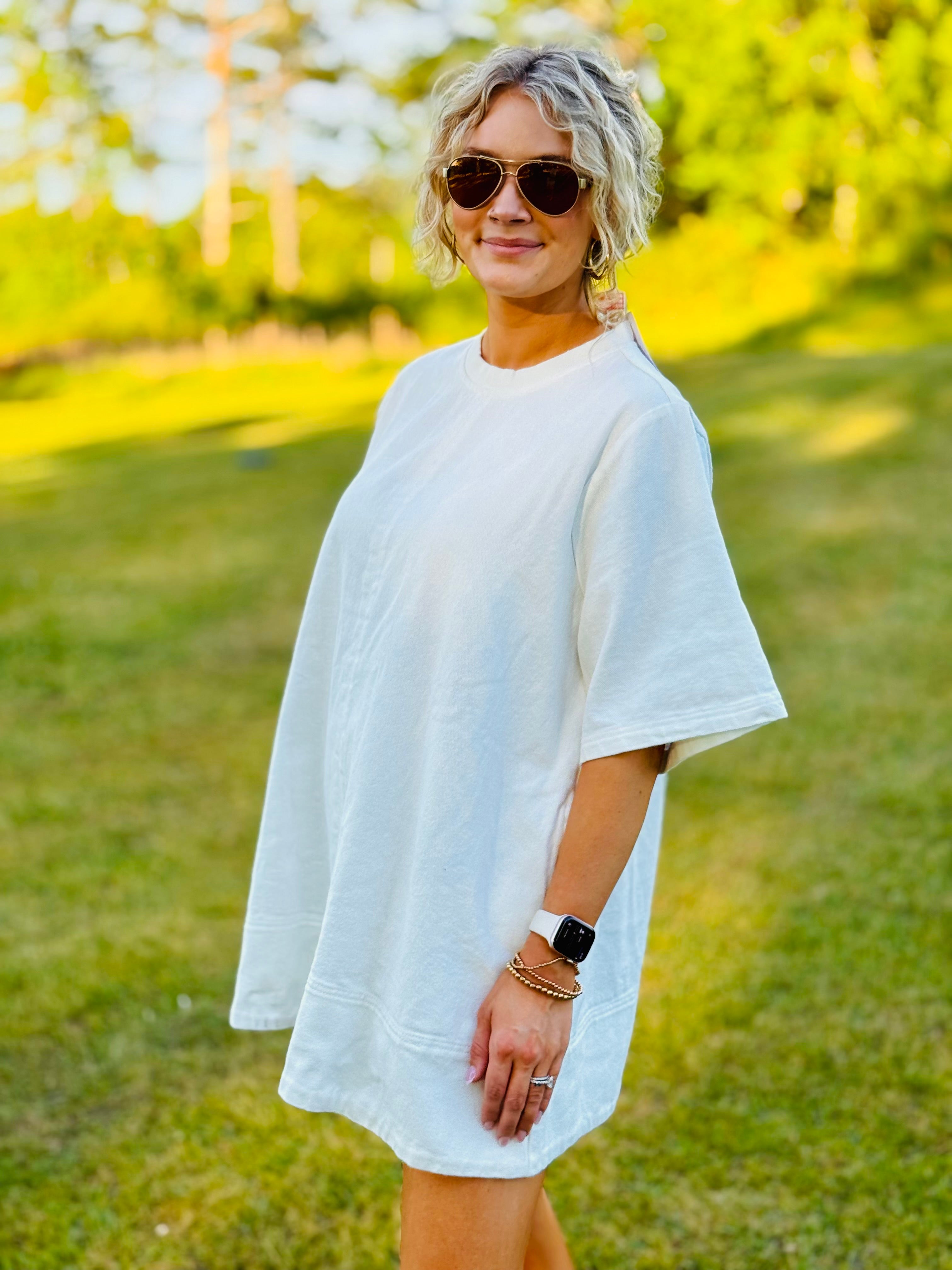 Crew Neck Denim Tunic Dress