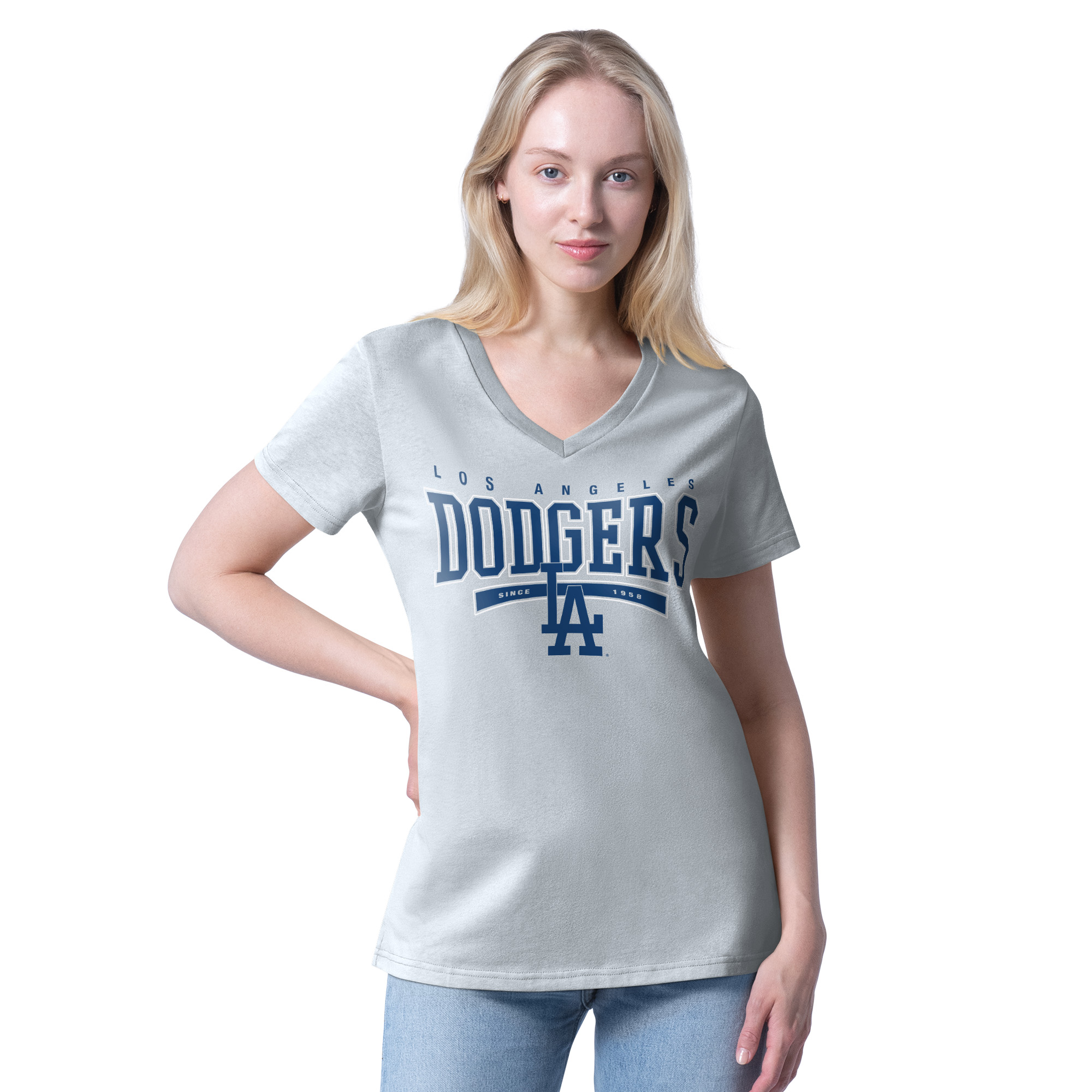 Los Angeles Dodgers Ladies Grey g-III Roadie Shirt