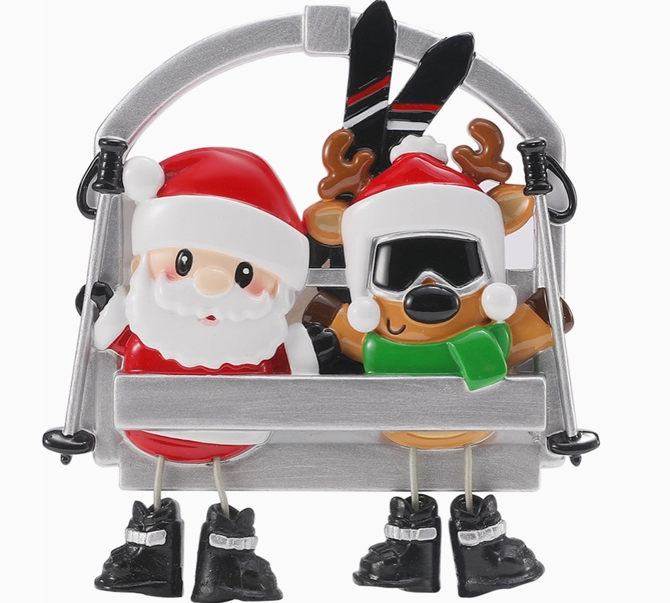 Ski Lift Duo Characters with Dangling Legs Ornament