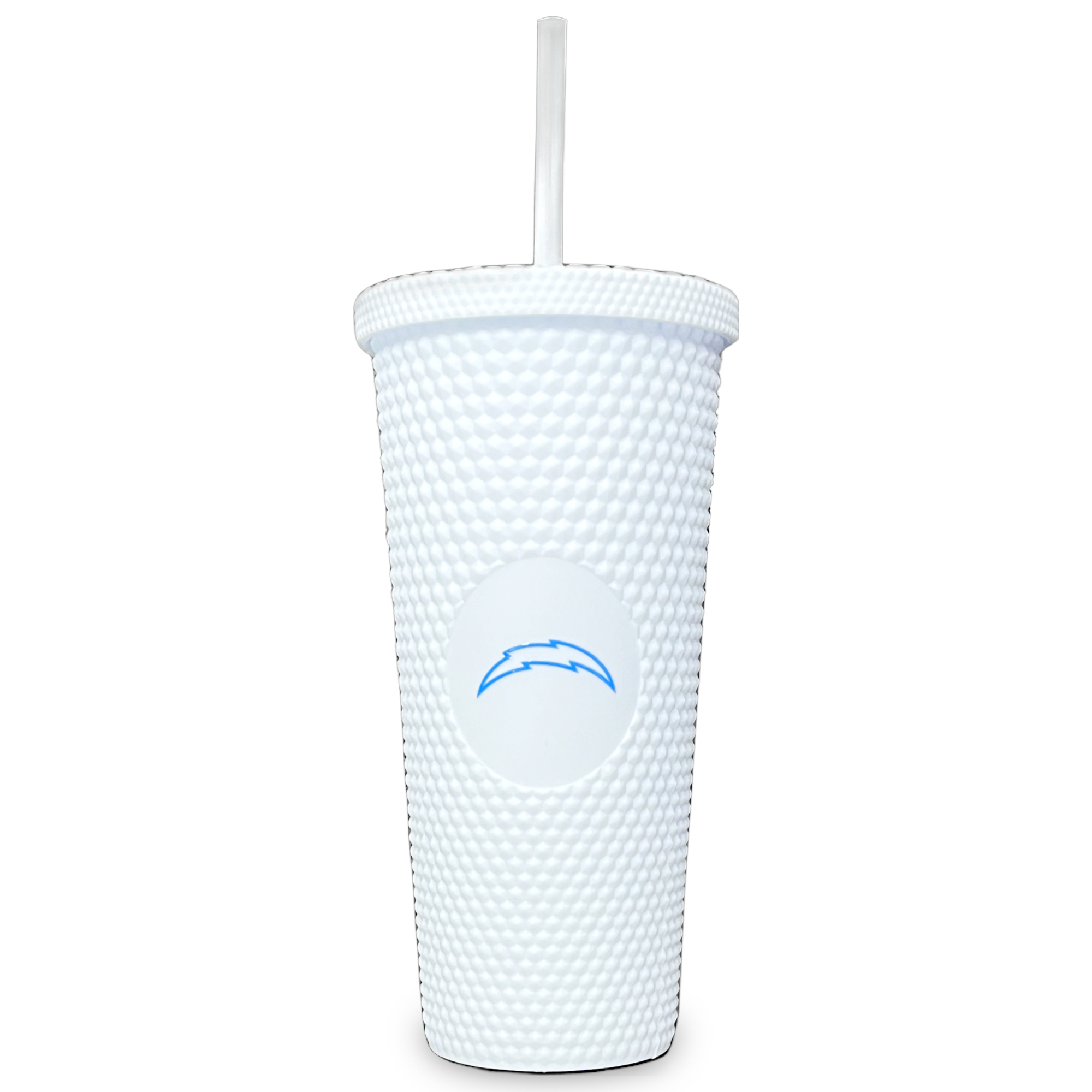 Los Angeles Chargers White Studded Straw Tumbler 24oz