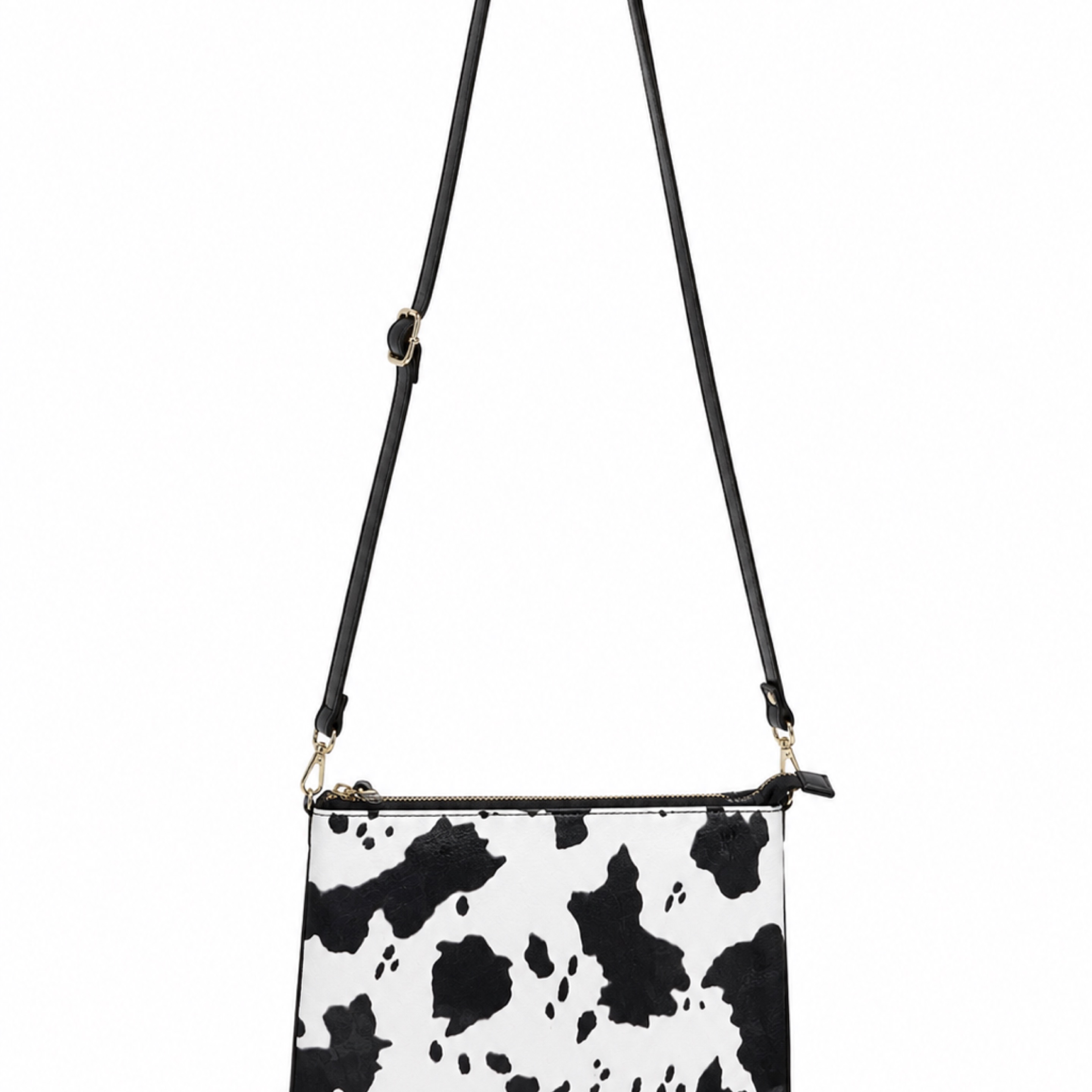 Black & White Cow Print Crossbody Bag