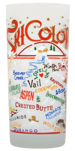 Ski Colorado Drinking Glass Catstudio
