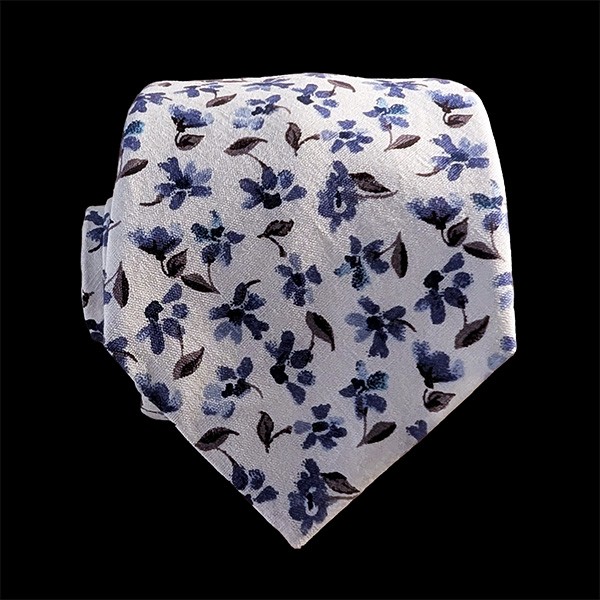Blue Cream Small Floral Hidden Pocket Tie