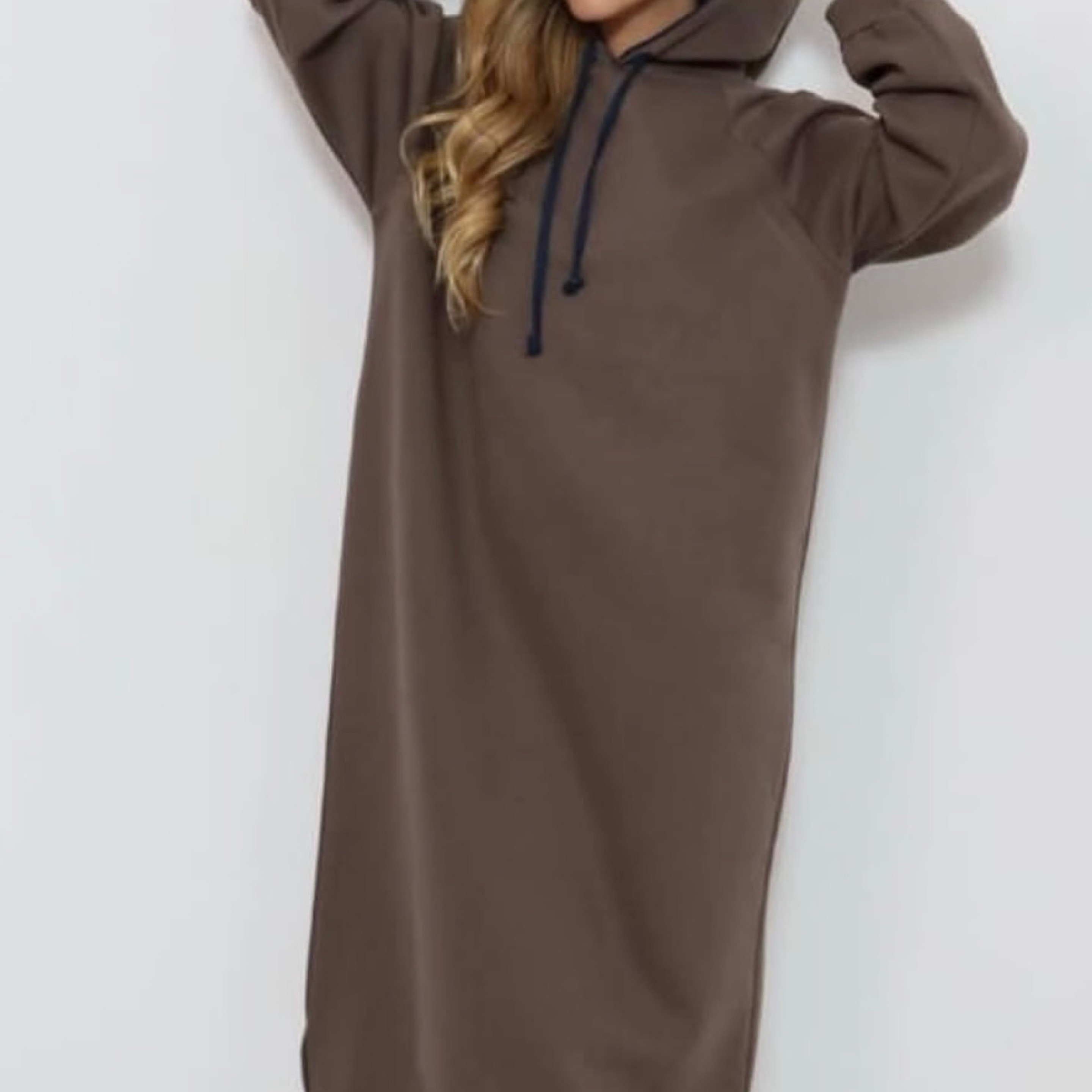 Hooded Maxi Dress in Brown — product photo