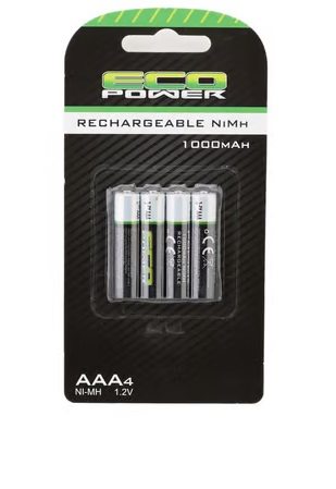Ecopower High Power Rechargeable AAA NimH Batteries (4) ecp-5063