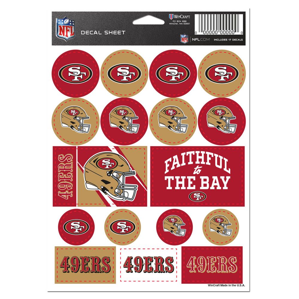 San Francisco 49ers Vinyl Decal Sheet 5x7"