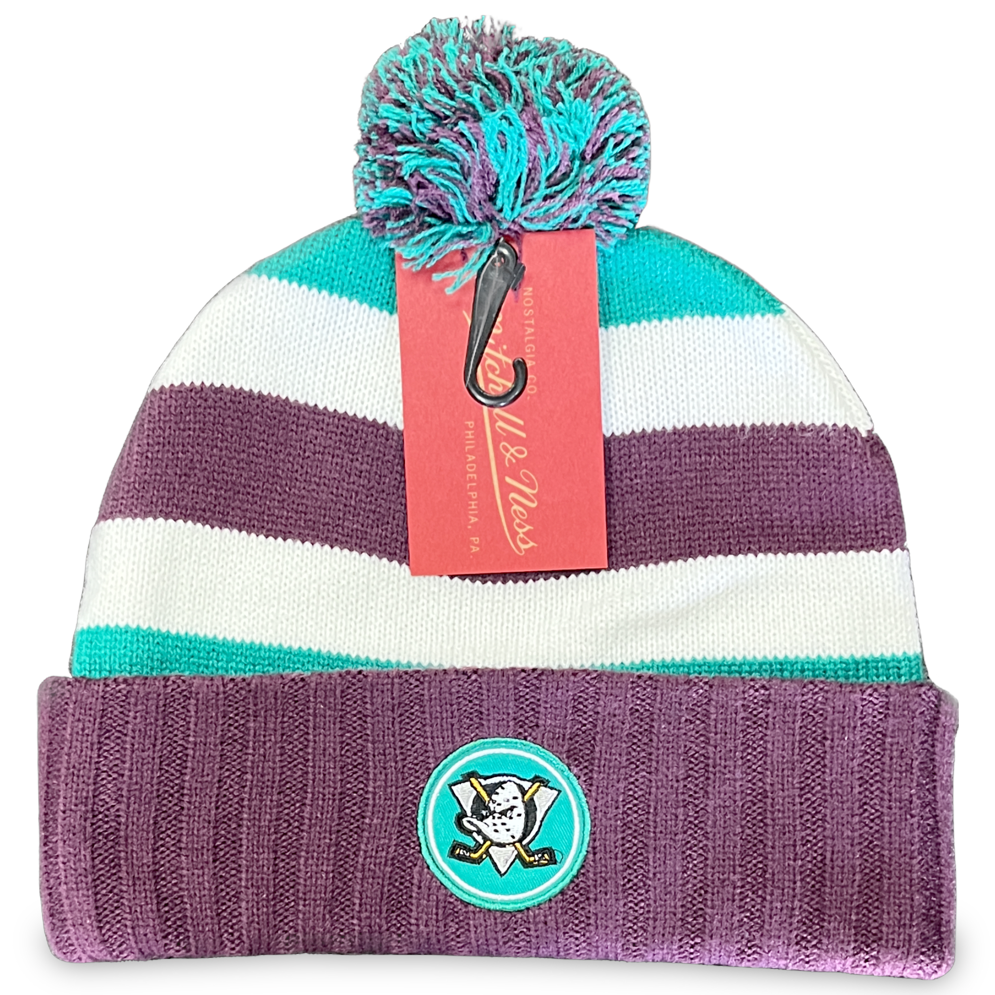 Anaheim Ducks Mitchell and Ness Striped Beanie
