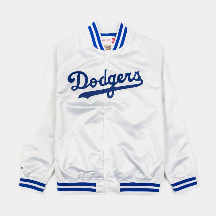 Los Angeles Dodgers White Mitchell and Ness Satin Jacket