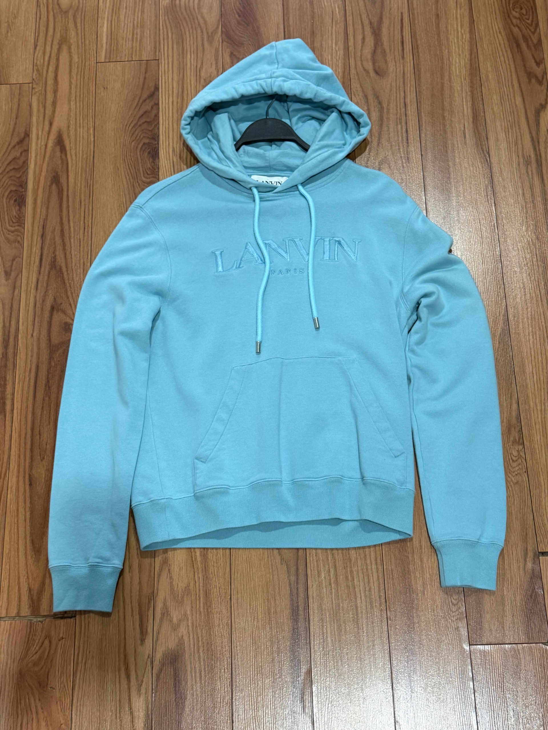 LANVIN Embroidered Logo Hoodie Blue ( USED )