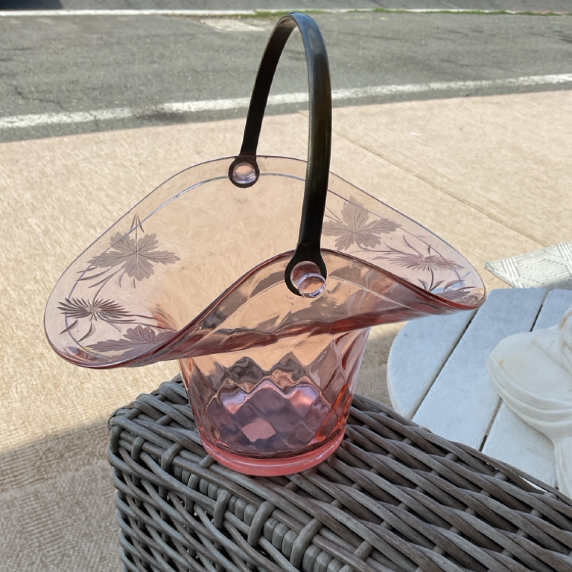Pink Trinket Bowl with Handle