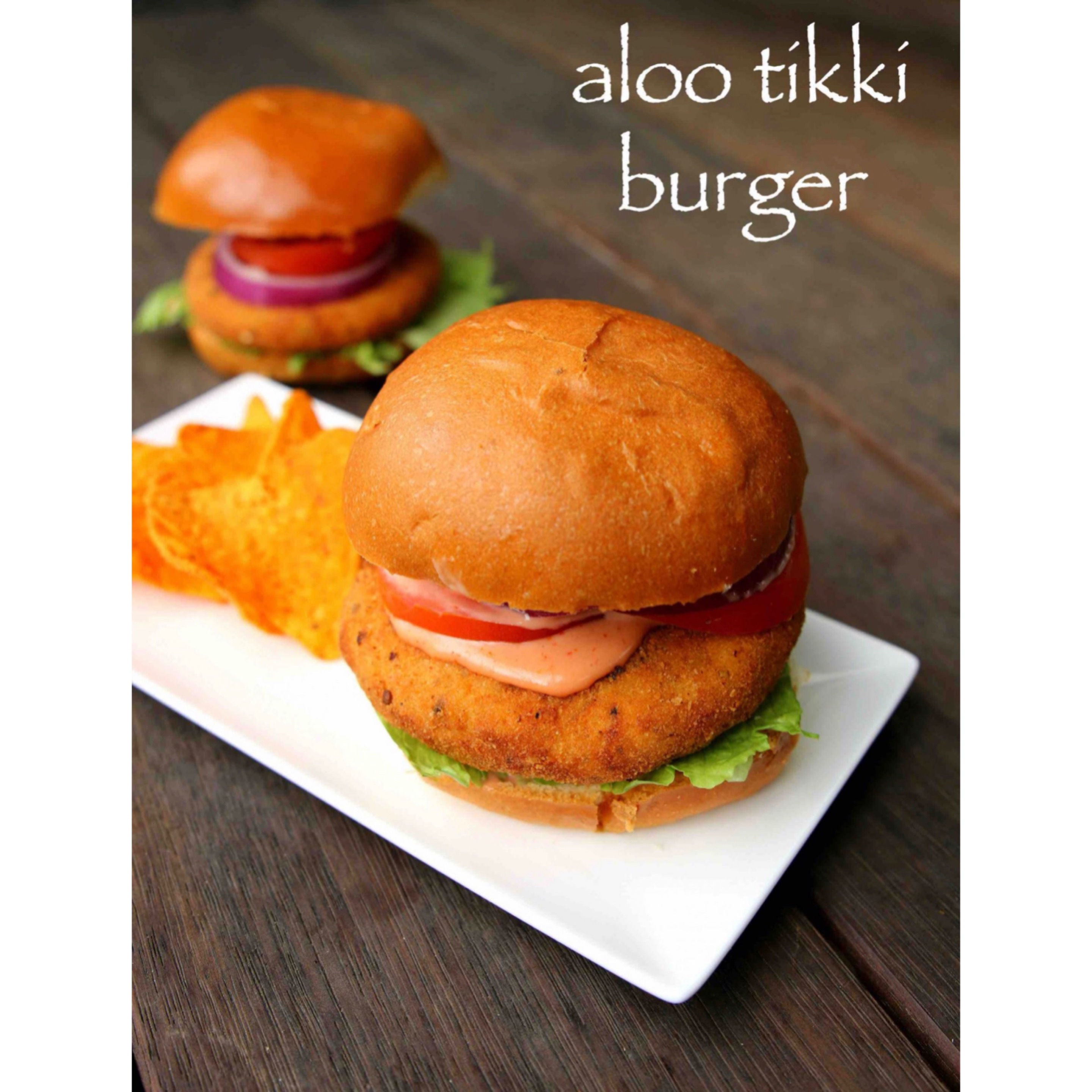 Hot Tangy Aloo Tikki Burger (Vegan)