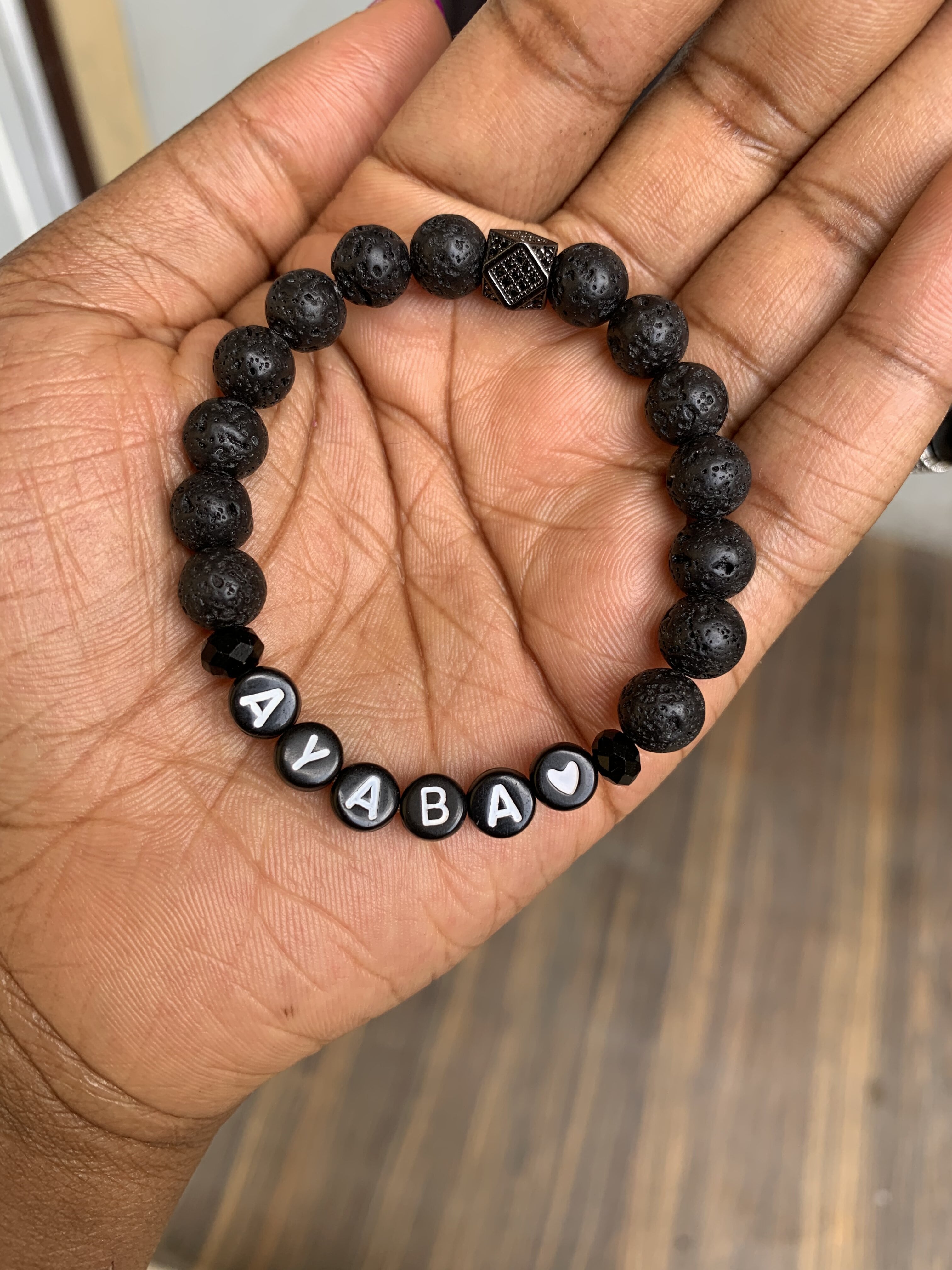Natural Lava Rock Bead Bracelet view 6