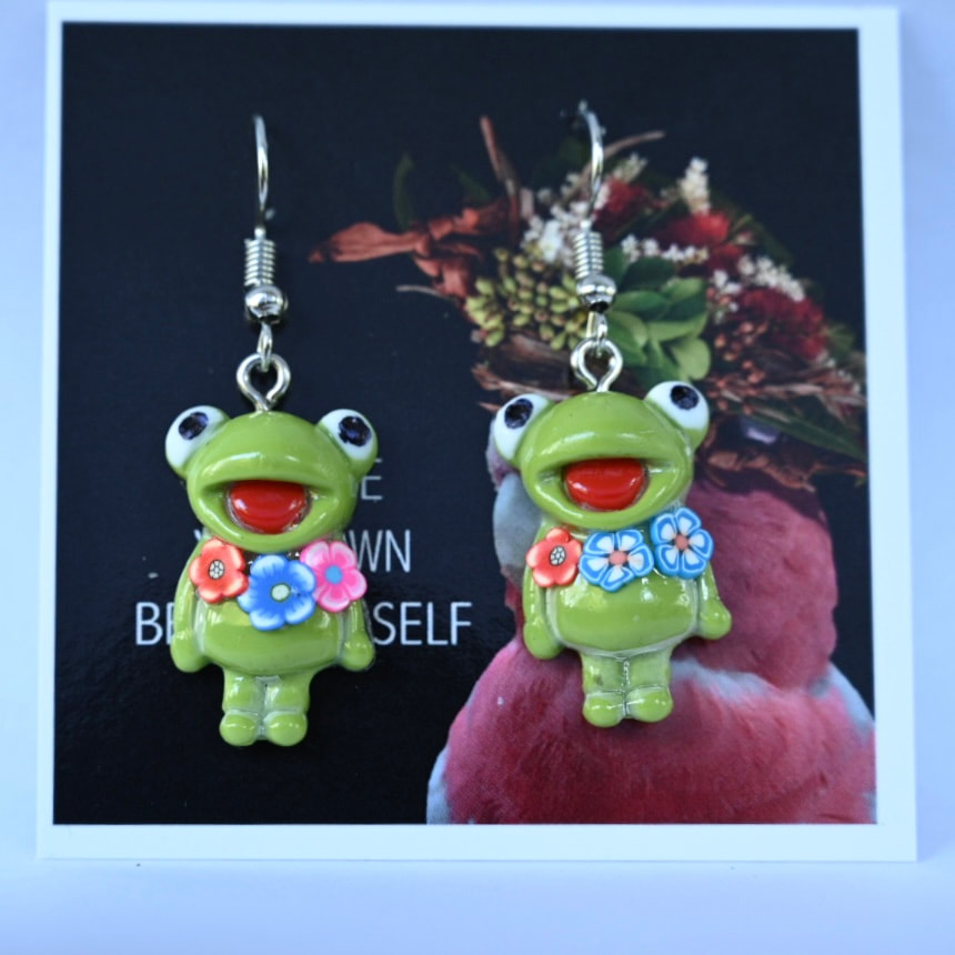 Frog Flower Earrings