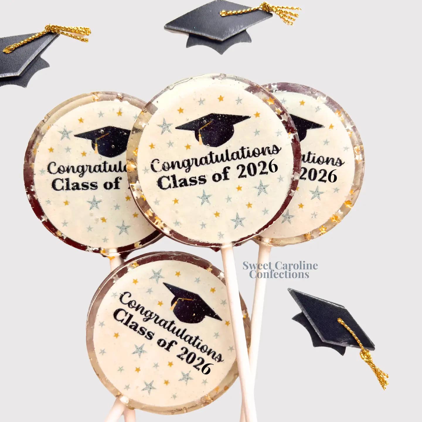 2026 Graduation Lollipops -Champagne Flavor - 10/Case VEGAN