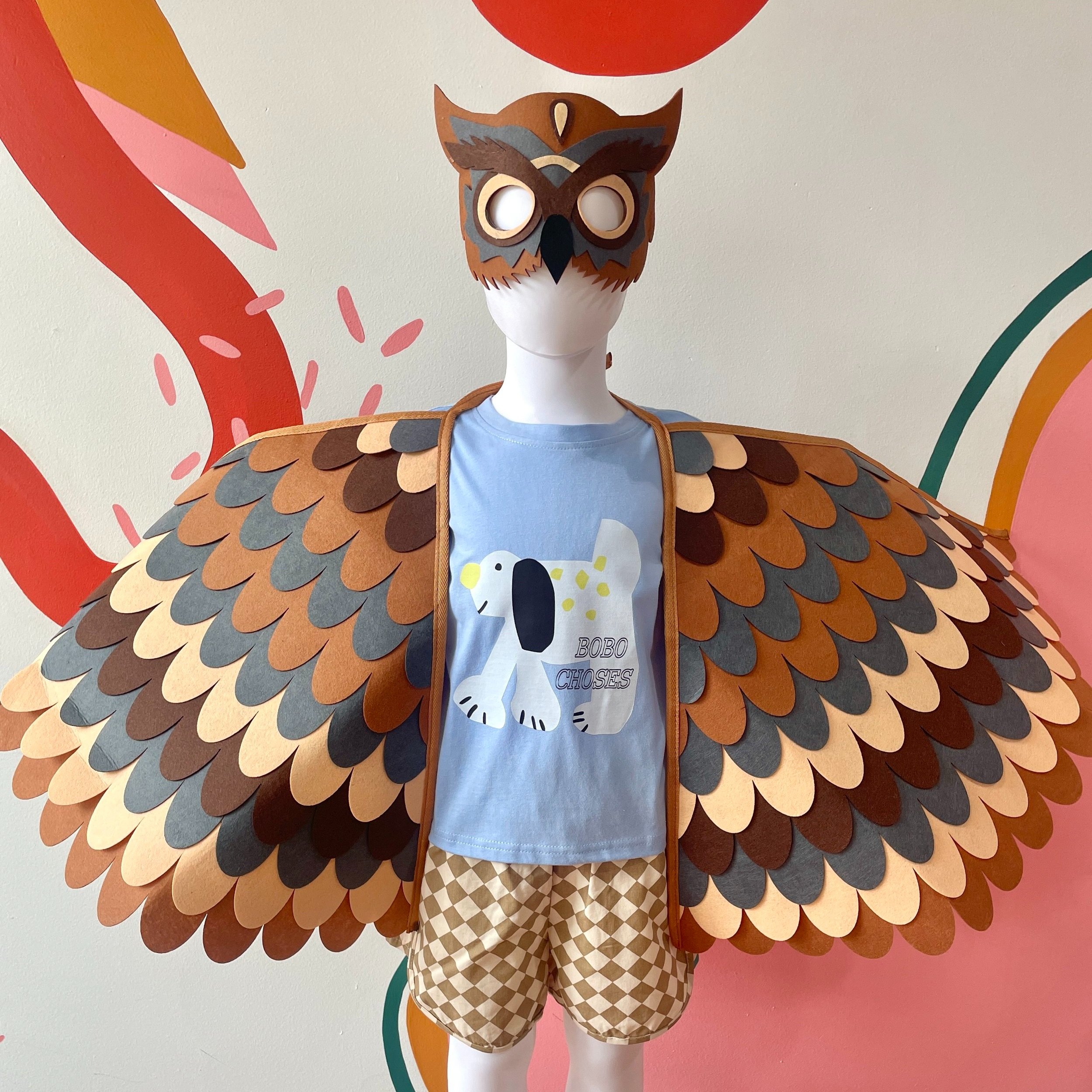 owl dress Felt Cape Wings and Mask Button-Down Shirts dress_type_Bridal Abba 7.5 inches 9 Size:36 X 34
