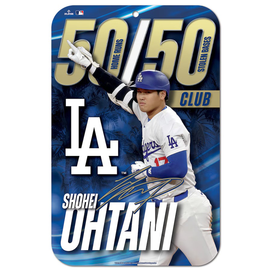 Los Angeles Dodgers Shohei Ohtani 50/50 Club Signature Clubhouse Sign 11x17