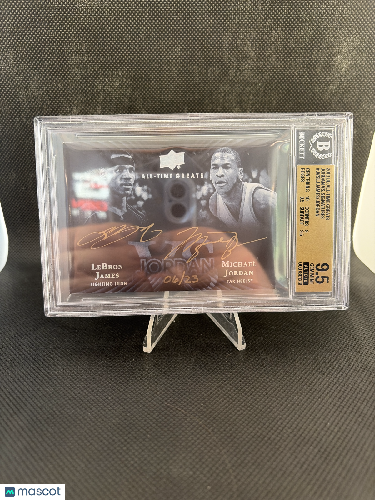 2013 Upper Deck All-Time Greats Michael Jordan LeBron James 6/23 BGS 9.5 Auto 10