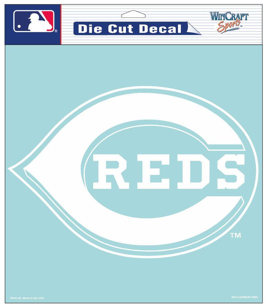 Cincinnati Reds White Perfect Cut Decal 8x8"