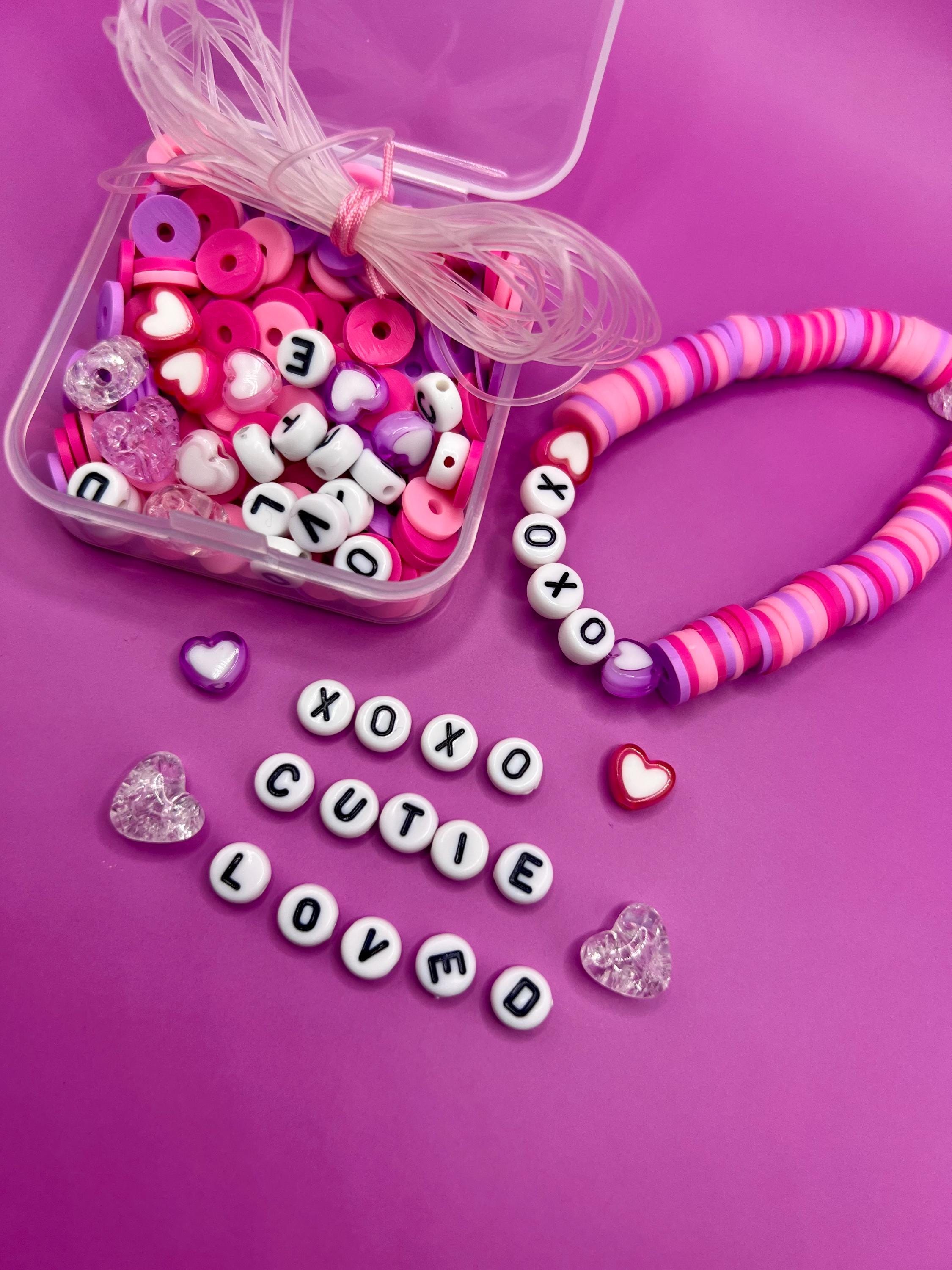 Heart Bracelet Making Kit: Custom Word Beads, fun friendship Craft