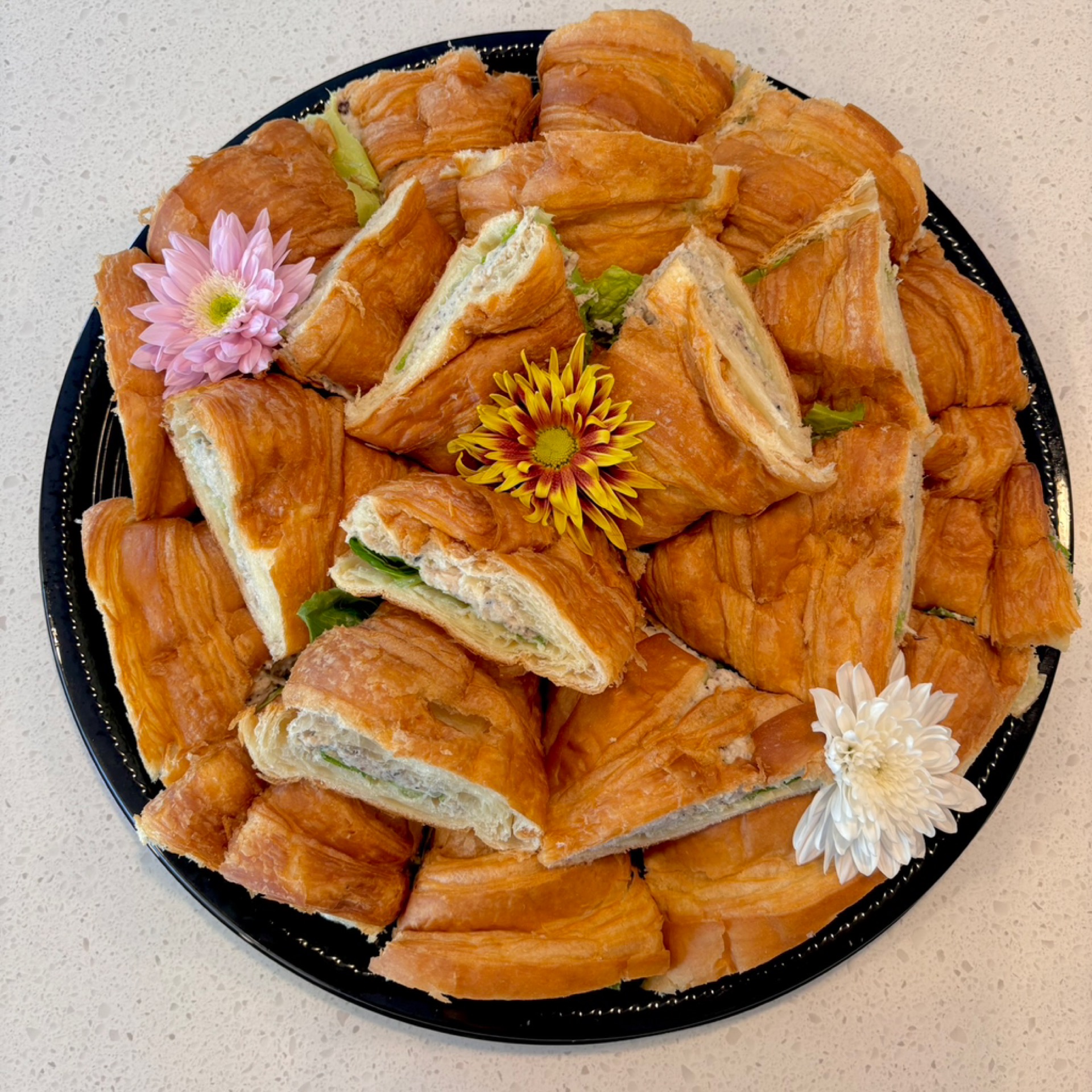 Chicken and cranberry croissant sandwich platter