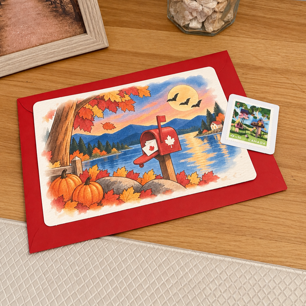 Postcard 4x6 - Somewhere in October (+Stamp)
