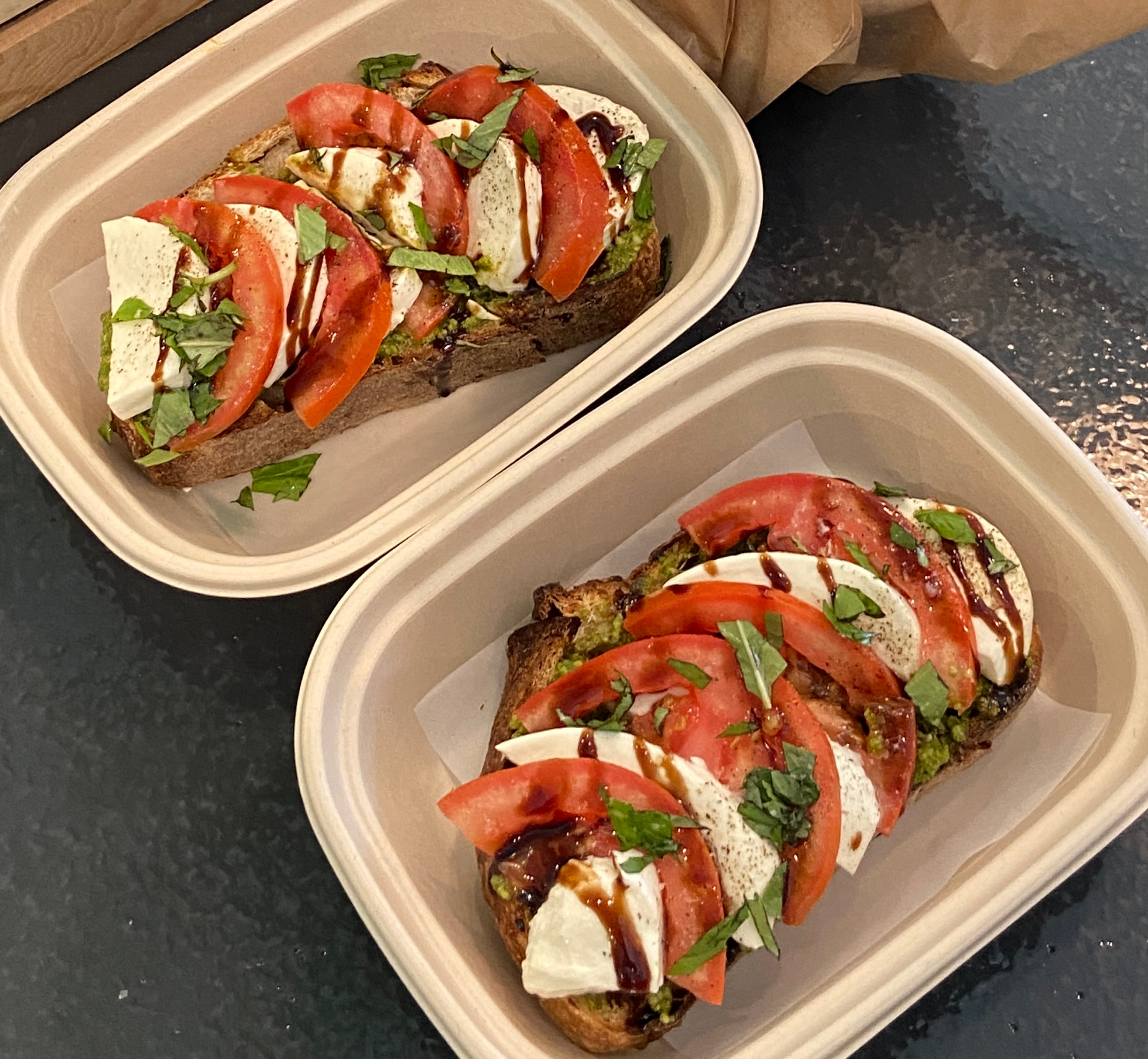 Caprese pesto toast
