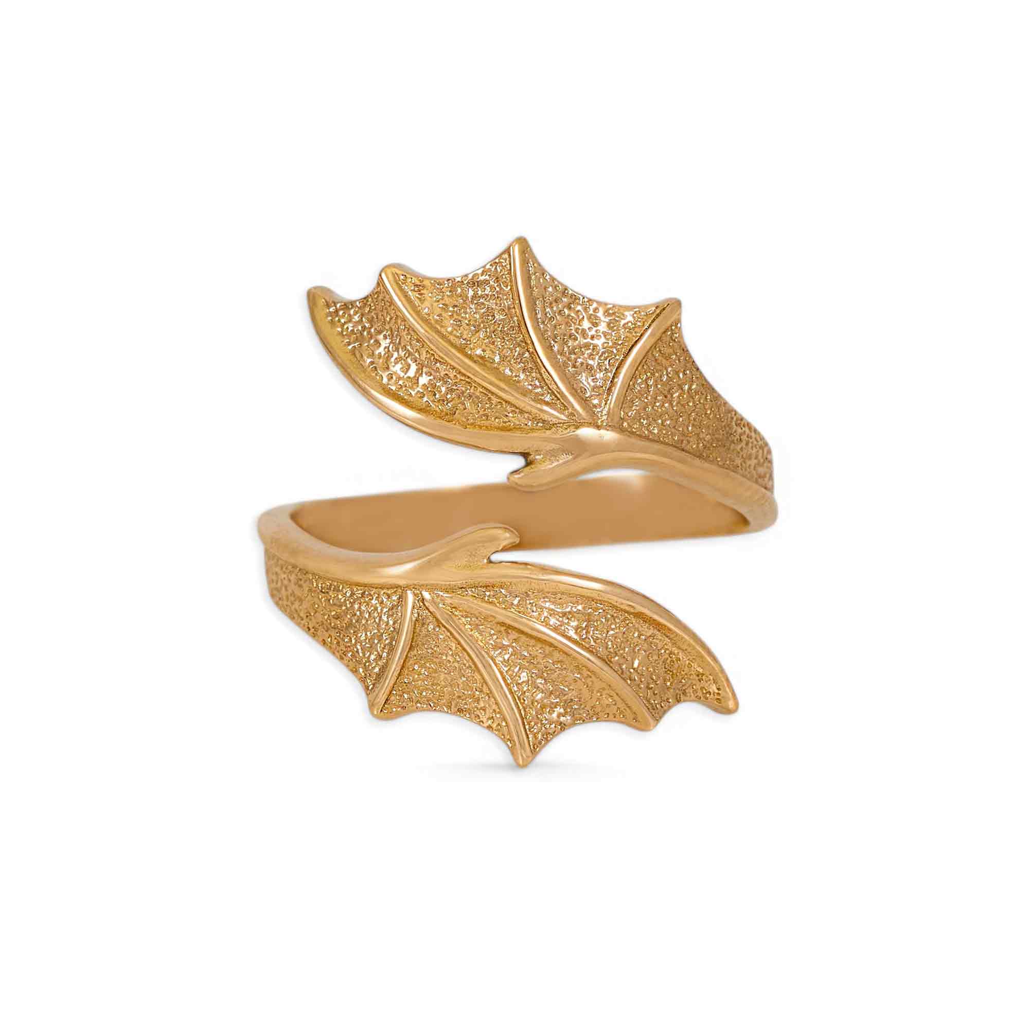 Sterling Silver or Bronze Adjustable Bypass Dragon Wing Ring: Bronze