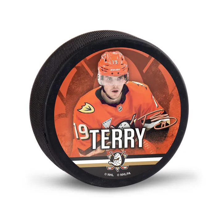 Anaheim Ducks Troy Perry Signature Series Hockey Puck