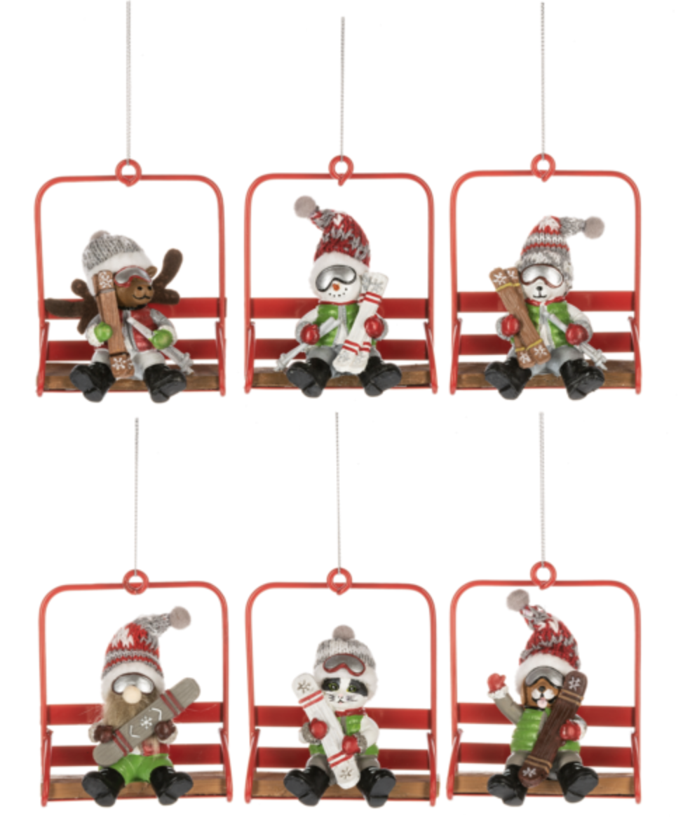 Character on Chairlift Ornament