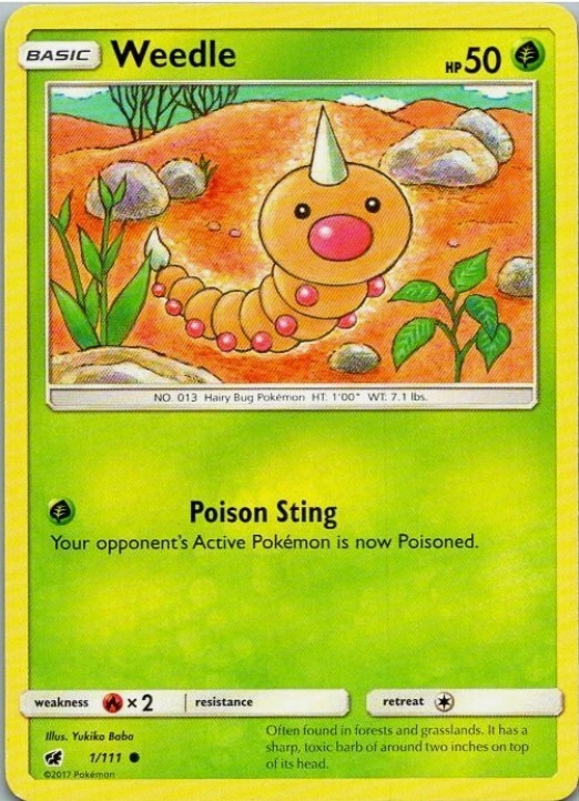 Sun & Moon Crimson Invasion: Weedle Basic-1/111 of the set