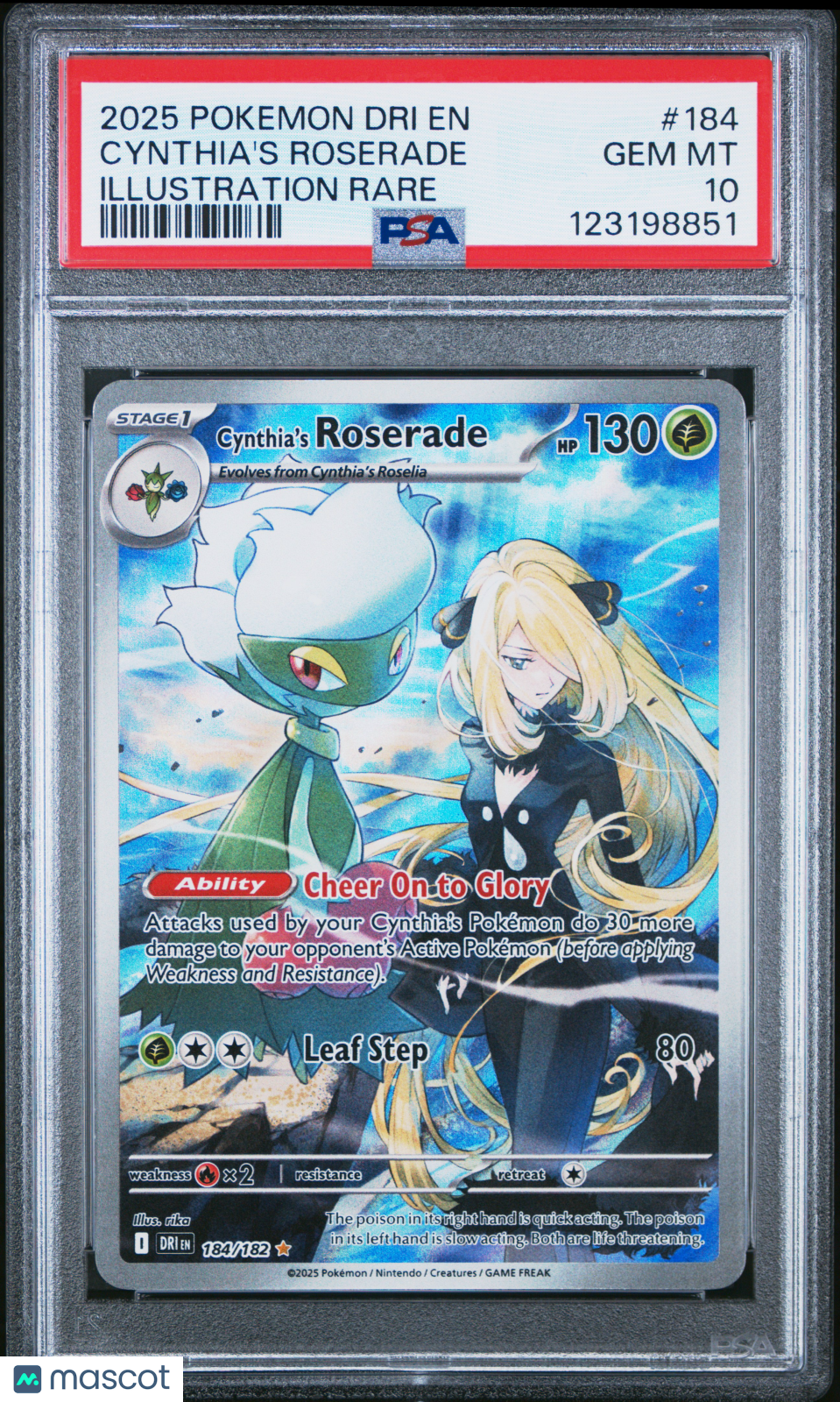 2025 Pokemon Destined Rivals Cynthia's Roserade Illustration Rare PSA 10 #184