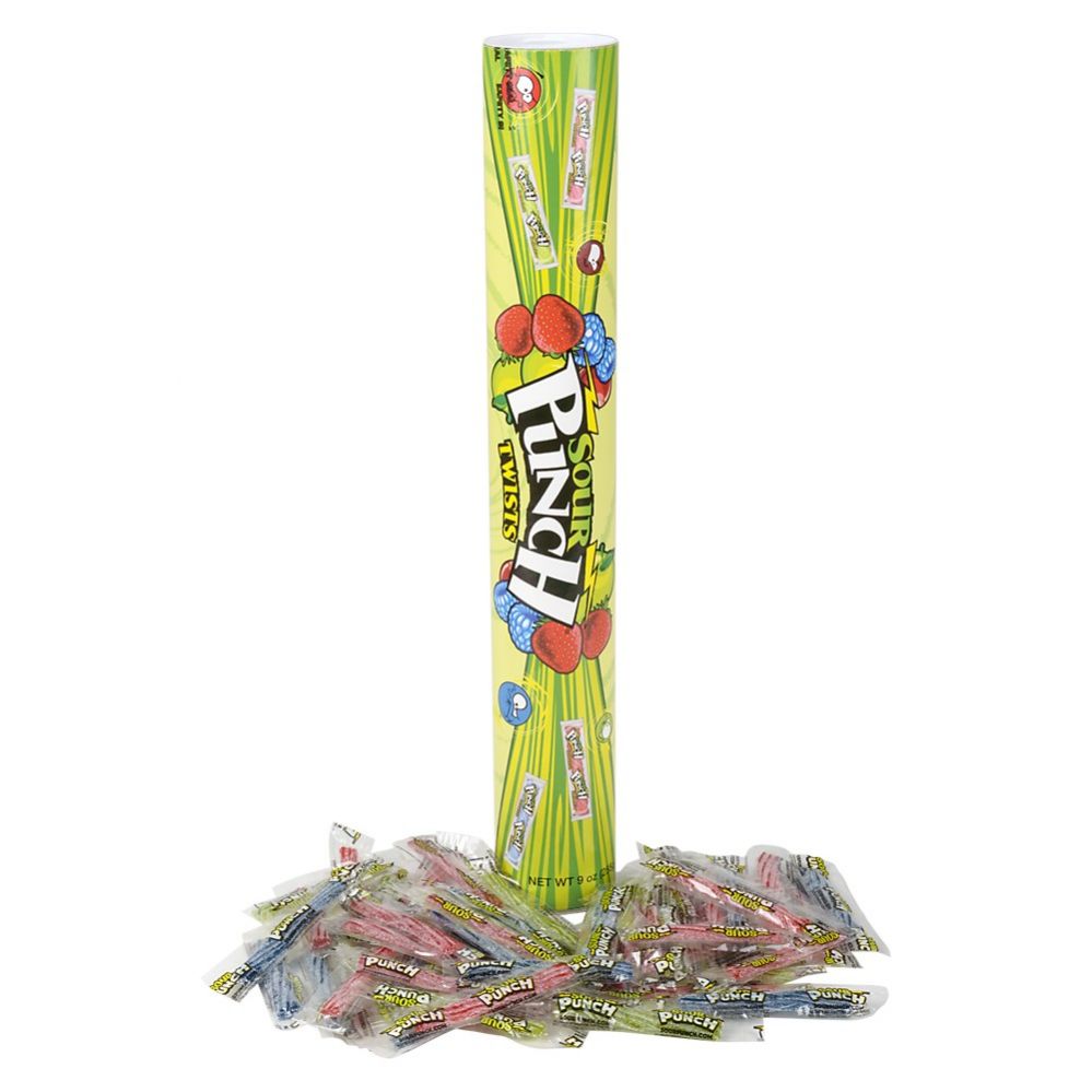 Mega Tube Candy Bank HUGE 24" Tall Sour Punch Twists 16.45 oz