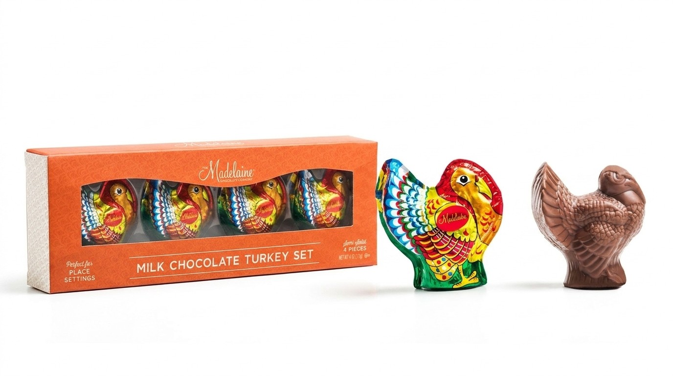 Madelaine Milk Chocolate Foiled Turkey 4 Piece Tray