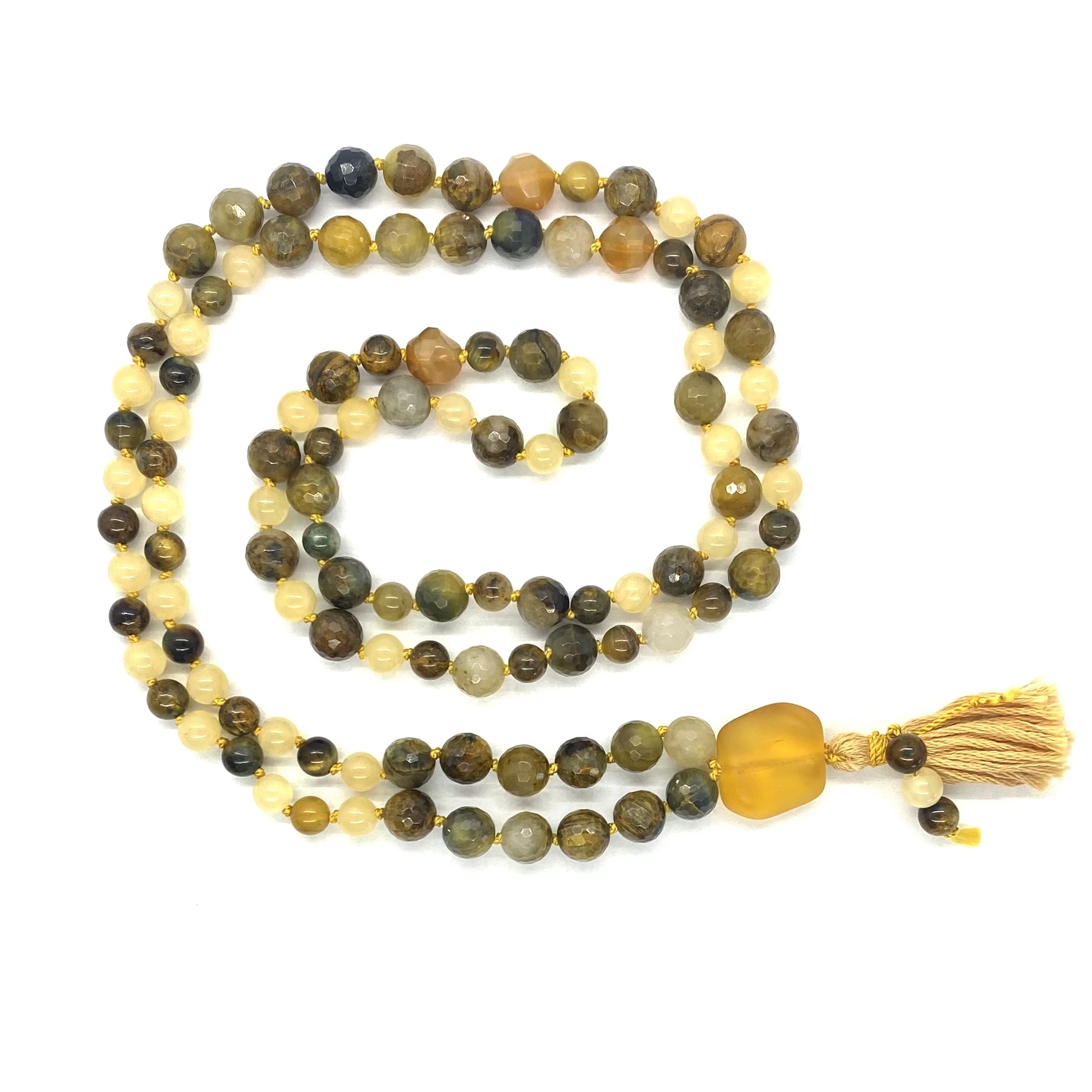 Pietersite/Yellow Jade Mala