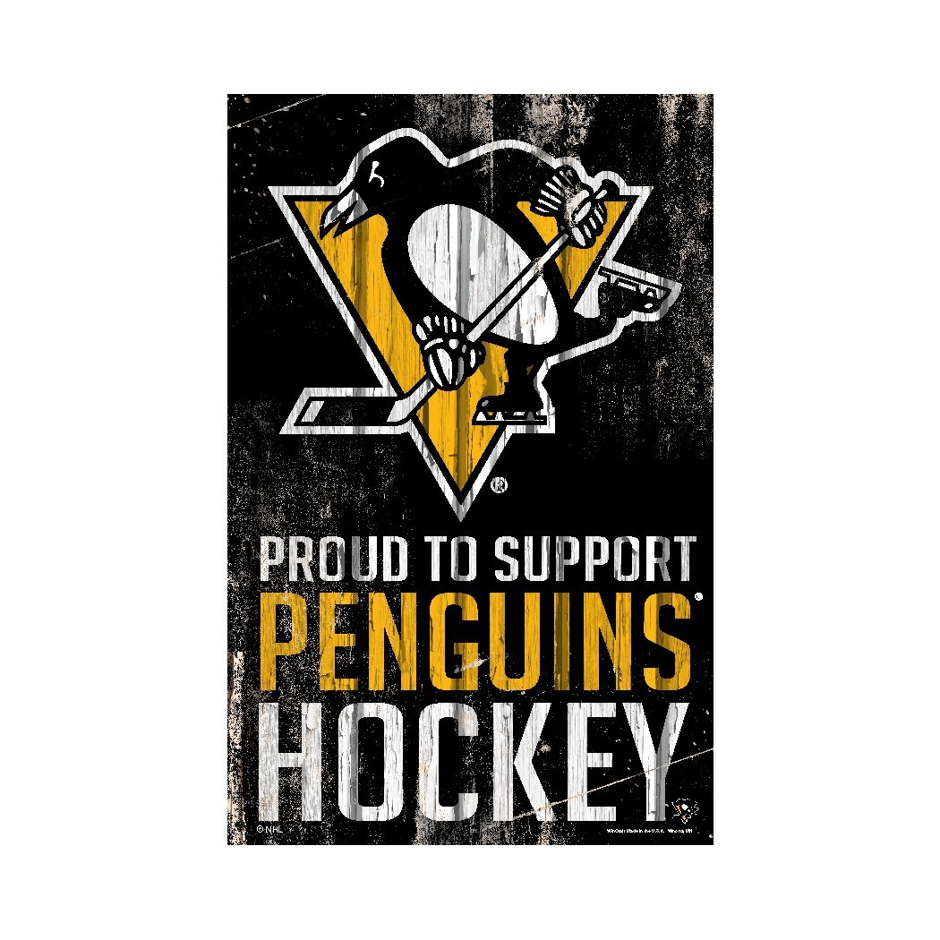 Pittsburgh Penguins Proud to Support Wooden Sign 11x17"