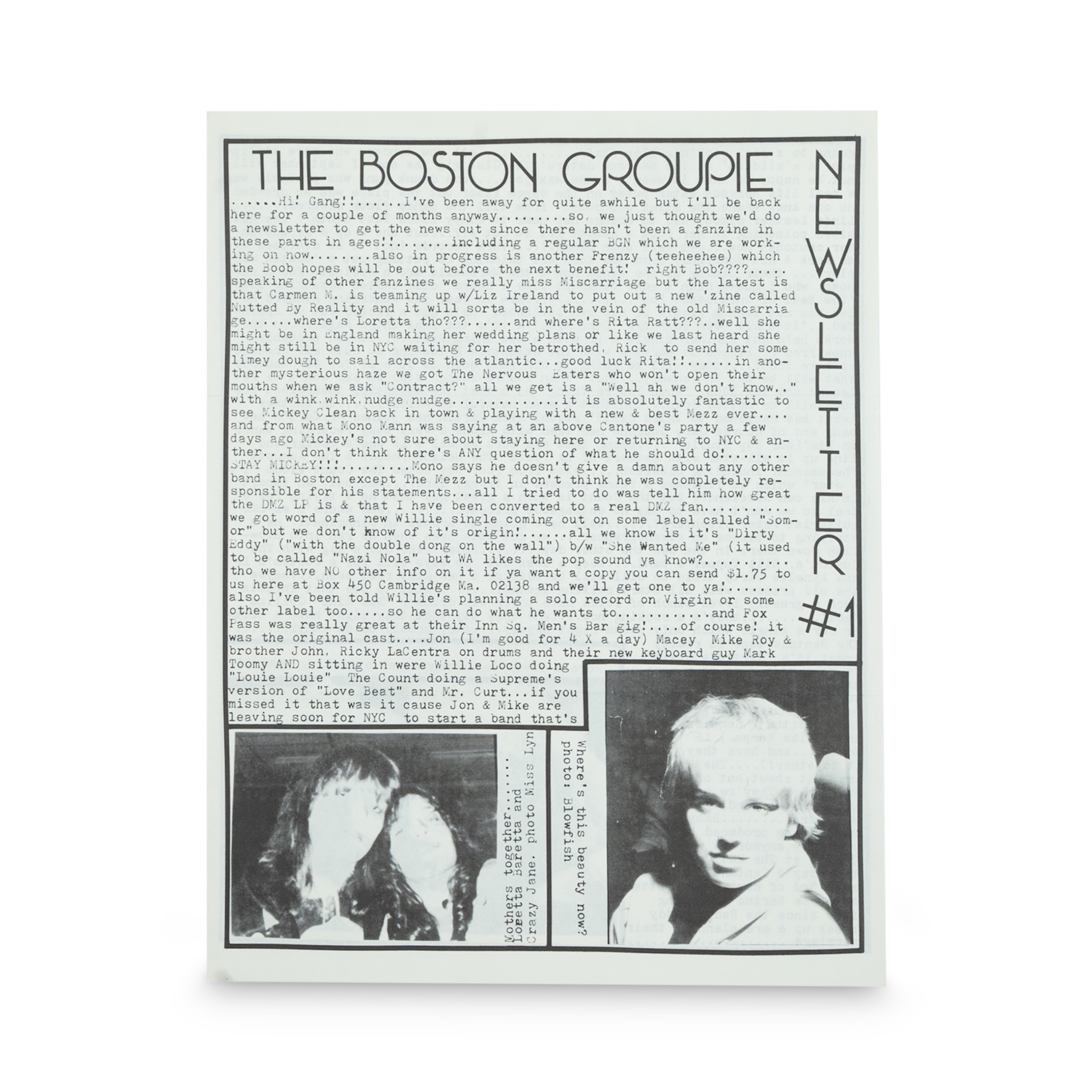 The Boston Groupie Newsletter -- #1 [Magazine]
