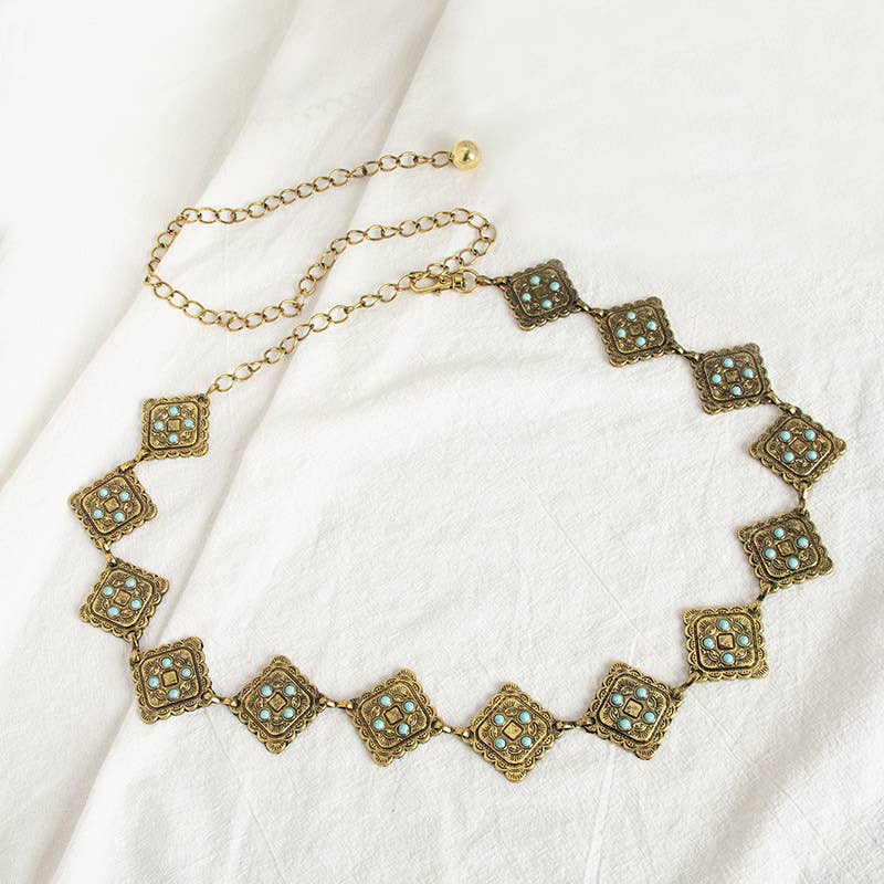Vintage Turquoise Bohemian Metal Waist Chain
