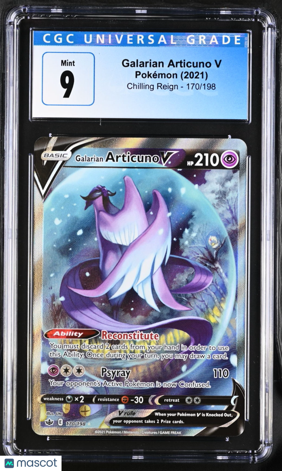 2021 Pokemon Chilling Reign Galarian Articuno V Holo CGC 9 #170/198