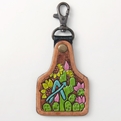 AD Leather Key Chain Southwest Cactus Daisy Bag Tag