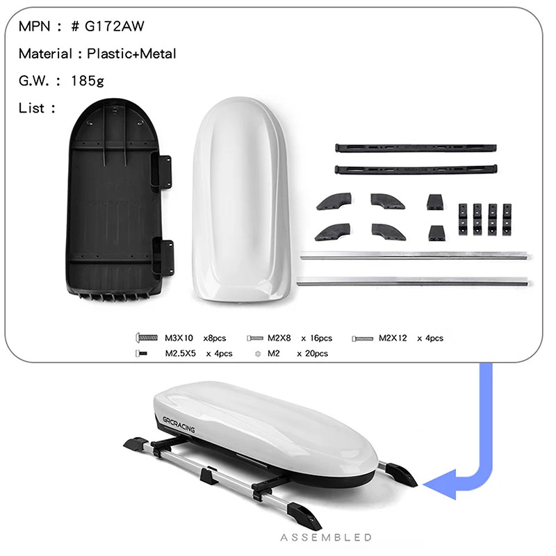 248*100mm Plastic Roof Luggage Box White
