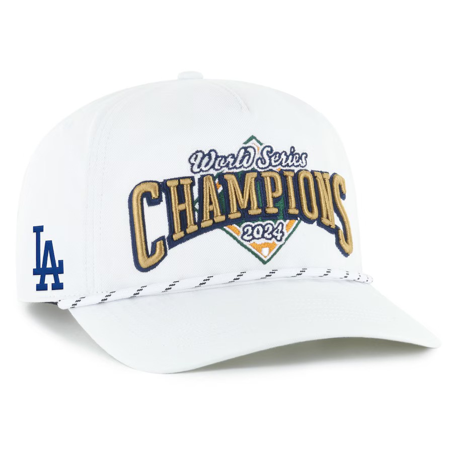 Los Angeles Dodgers 2024 World Champions '47 Brand White Alley Hitch Snapback Hat