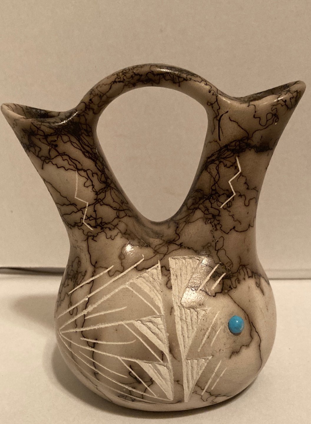Native American Horse Hair Wedding Vase 5"