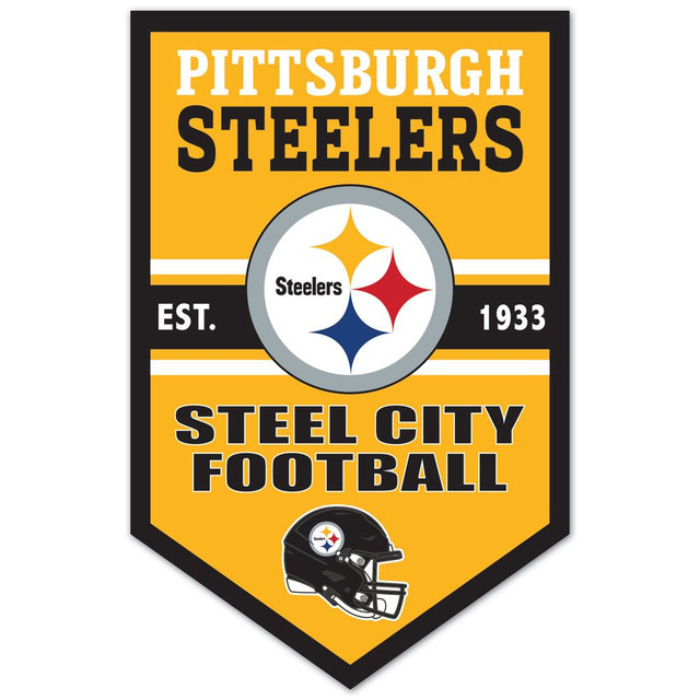 Pittsburgh Steelers Chevron Wood Banner Sign 11x17"