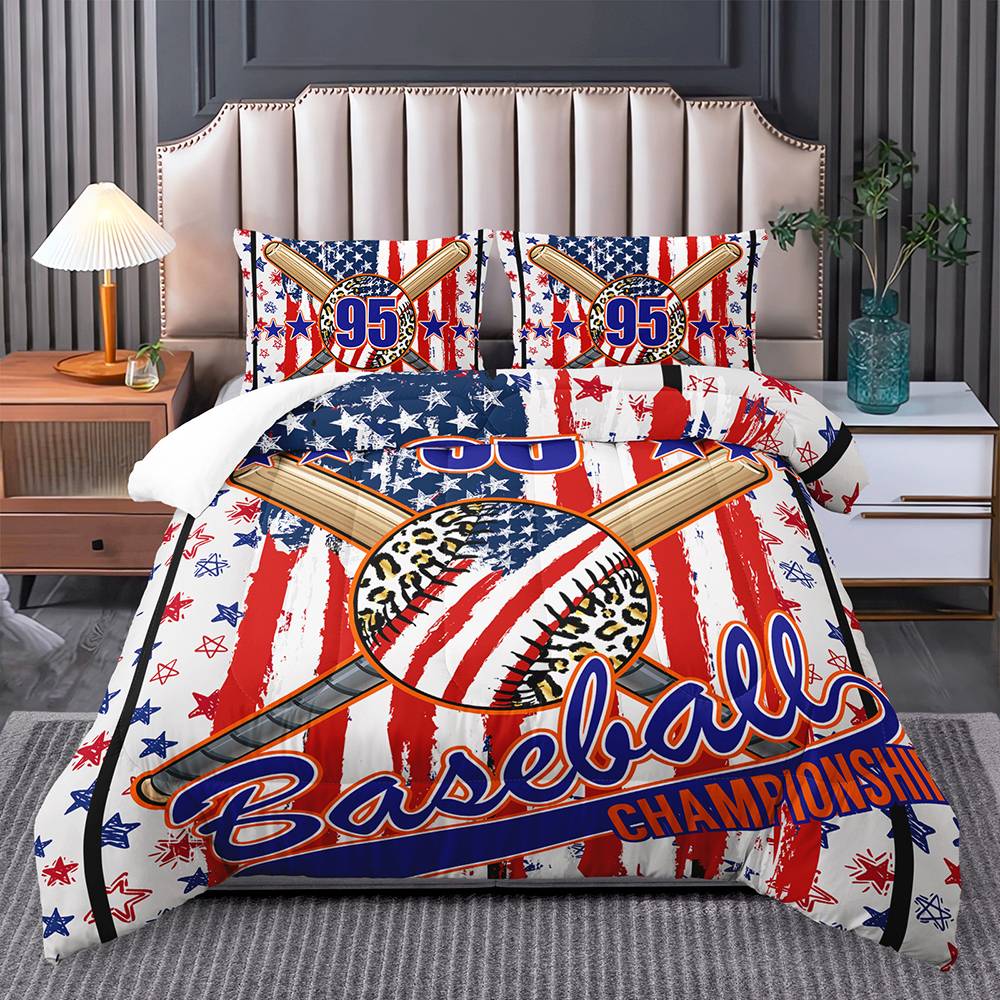 Patriotic Baseball Champion Quilt Set